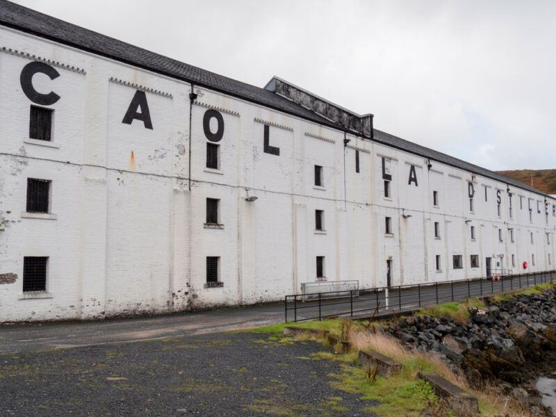 The Caol Ila distillery against cloud in the sky