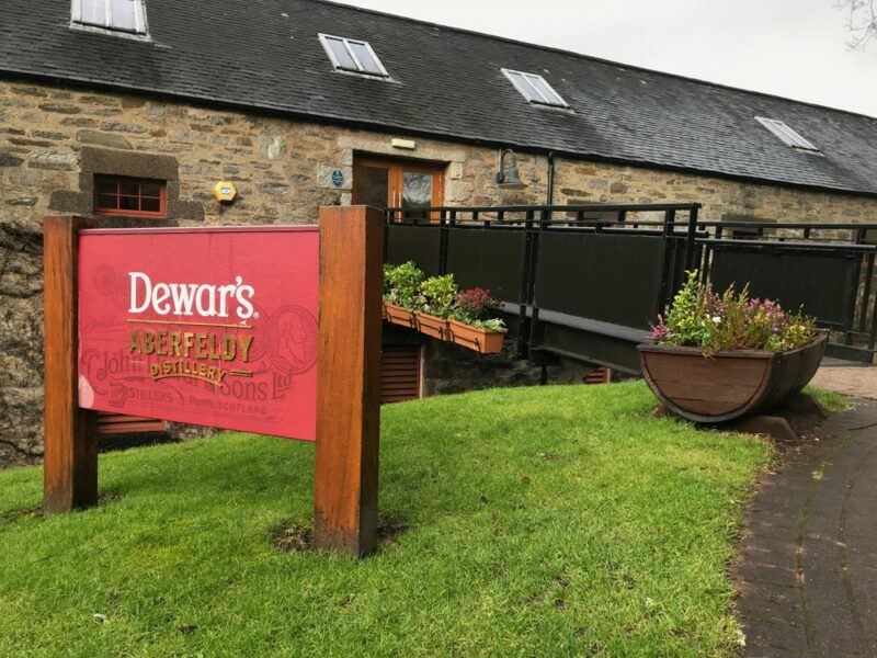 Outside the visitor's center for the Dewar's distllery in Aberfeldy