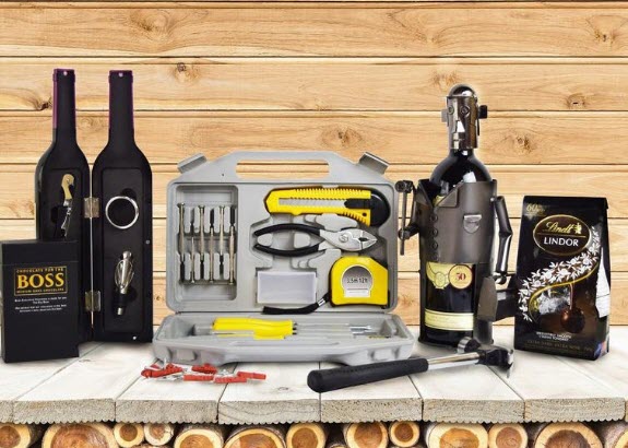 The Handyman Gift Basket | Food For Net Selection of handyman-related tools with chocolate
