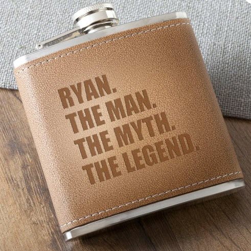 The-Man-The-Myth-The-Legend | Food For Net A brown flask that says 'the man, the myth, the legend'