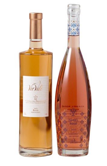 Two bottles of rose wine