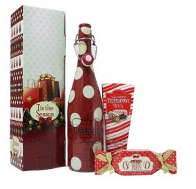 Tis The Season With Lolea Sangria | Food For Net Red spotted wine bottle with treats