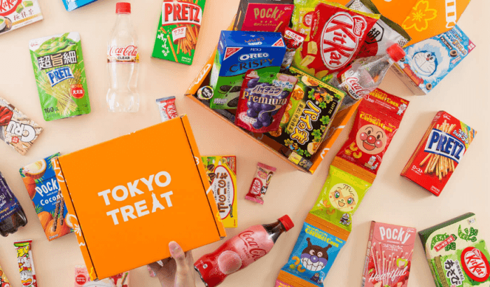 A selection of Japanese products against a light table