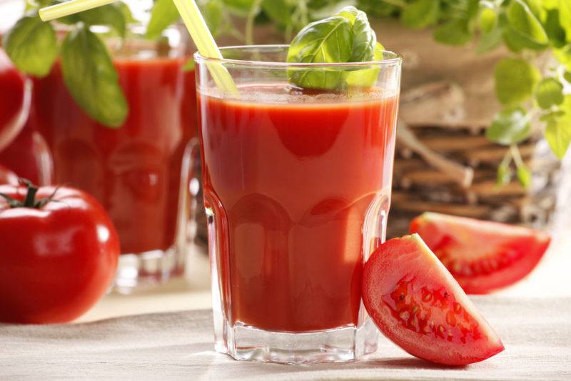 Tomato juice in a glass