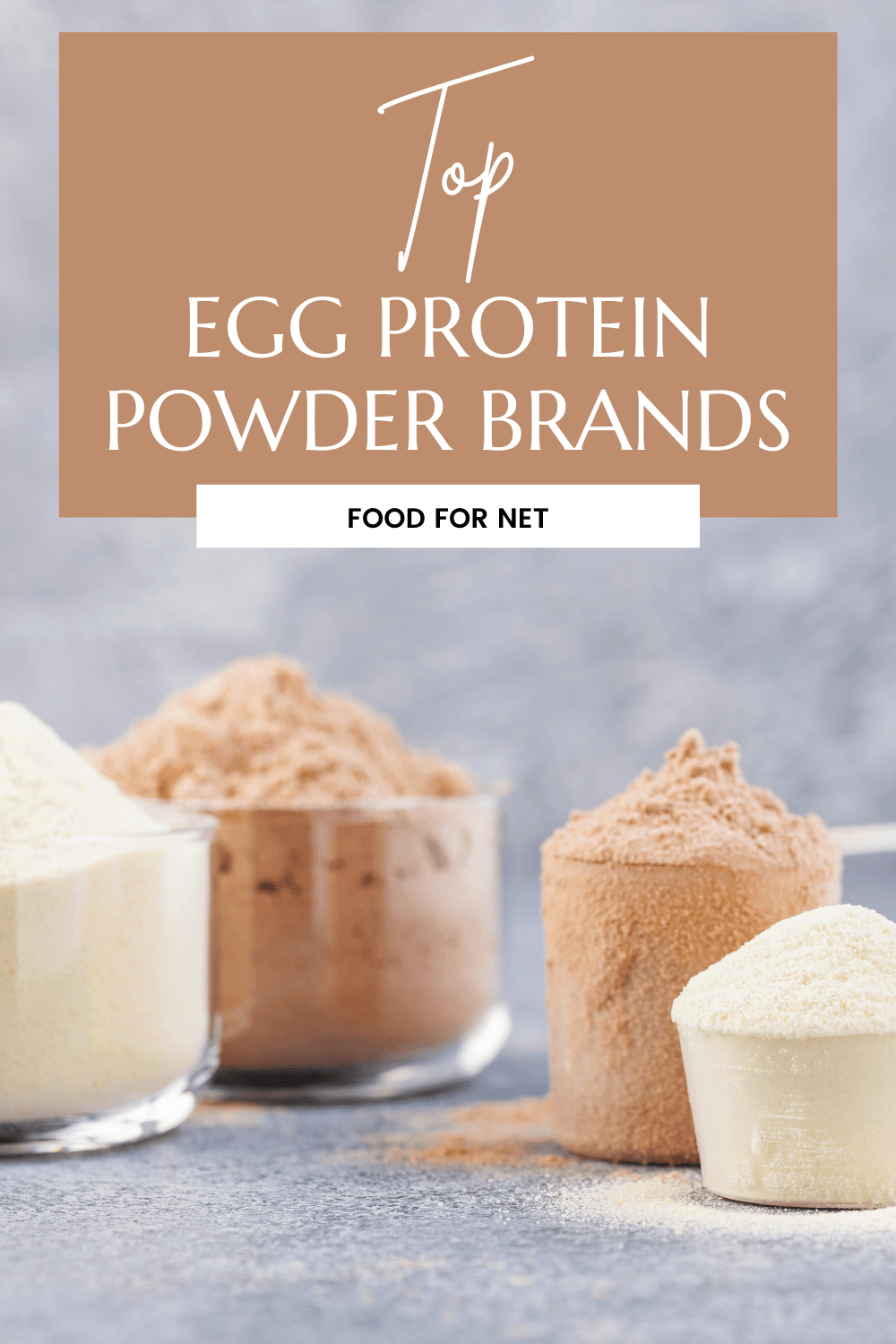 A selection of small containers containing egg protein powder, looking at the top egg protein powder brands