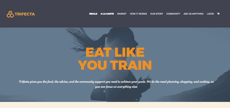 Trifecta website screenshot with picture of woman running and training