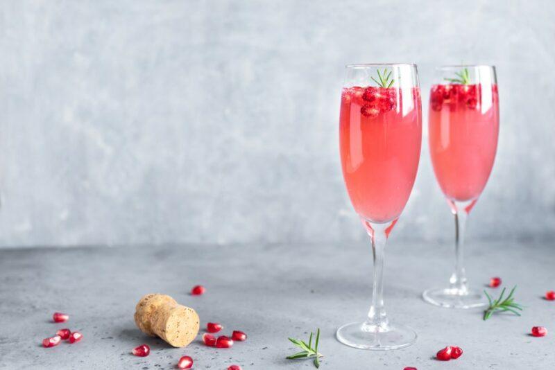 Two glasses of a cranberry pomegranate sparkler