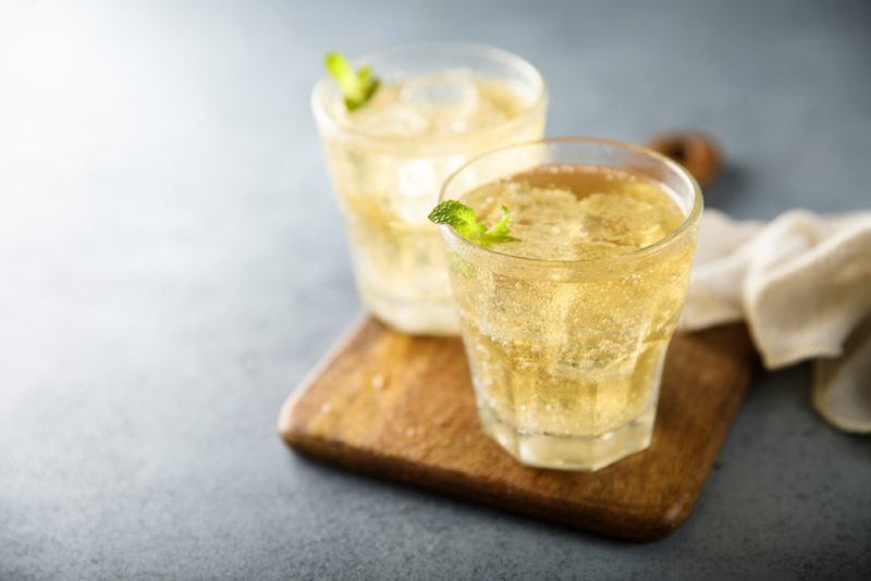 Two glasses of a kombucha cocktail