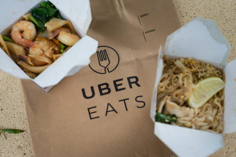 Food and bags from Uber Eats