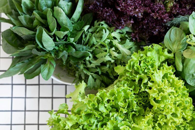 A selection of fresh leafy greens on a table