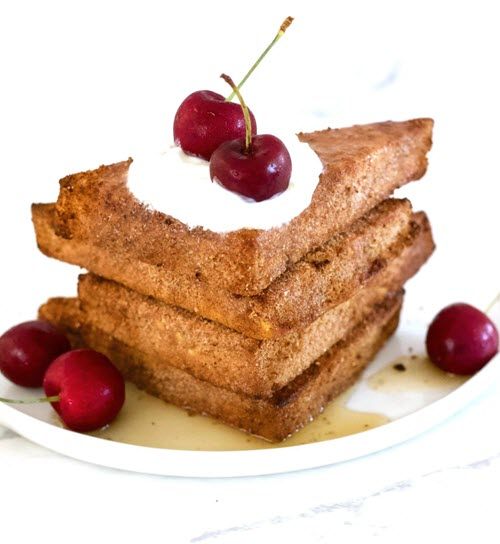 Vegan French ‘Toast’ | Food For Net A stack of vegan keto toast