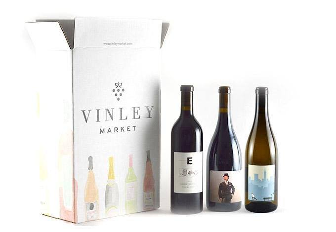 A box of wine with 3 bottles of wine