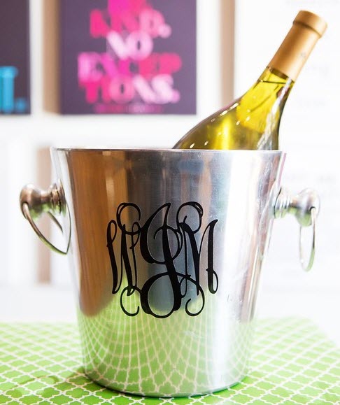 Vinyl Text Champagne Bucket | Food For Net A steel ice bucket with text