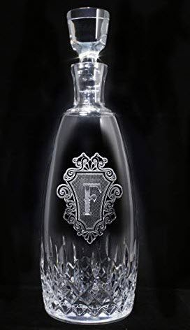 Waterford Crystal Lismore Decanter | Food For Net A tall decanter with a stylized F logo