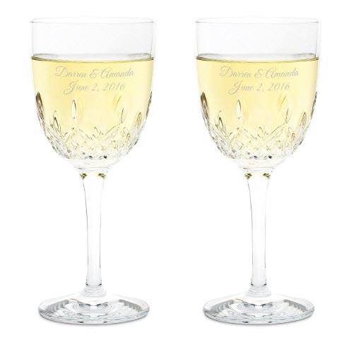Waterford Lismore Encore White Wine Goblets | Food For Net Set of two white wine glasses with a crystal-like structure