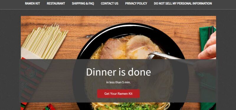 A website screenshot from Ichiran USA showing a black bowl of ramen on a wooden table