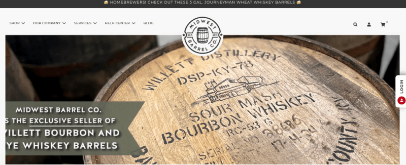 A screenshot from the Midwest Barrel Co site showing the top of a barrel