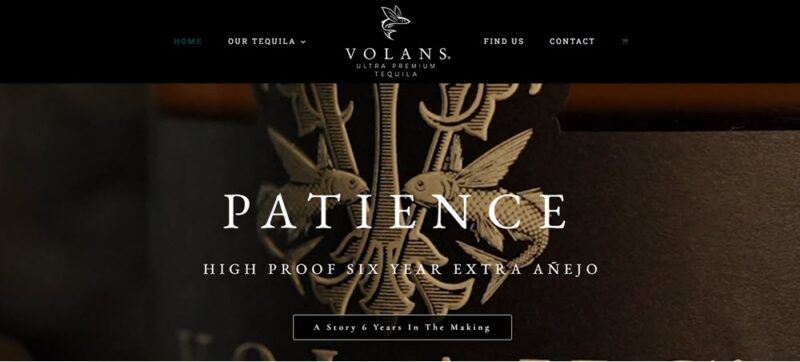 Website screenshot from Volans Tequila