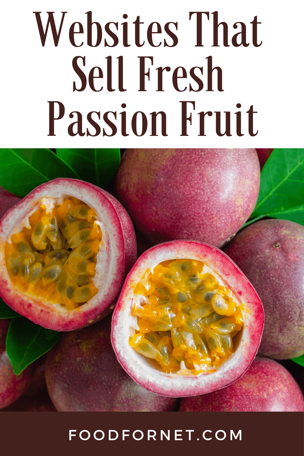 Fresh passion fruit growing on a vine, where some have been sliced open