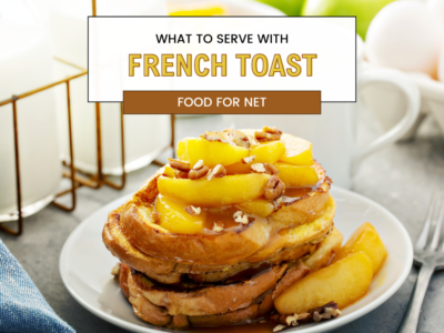 A white plate with a stack of French toast and pieces of mango, looking at what to serve with French toast