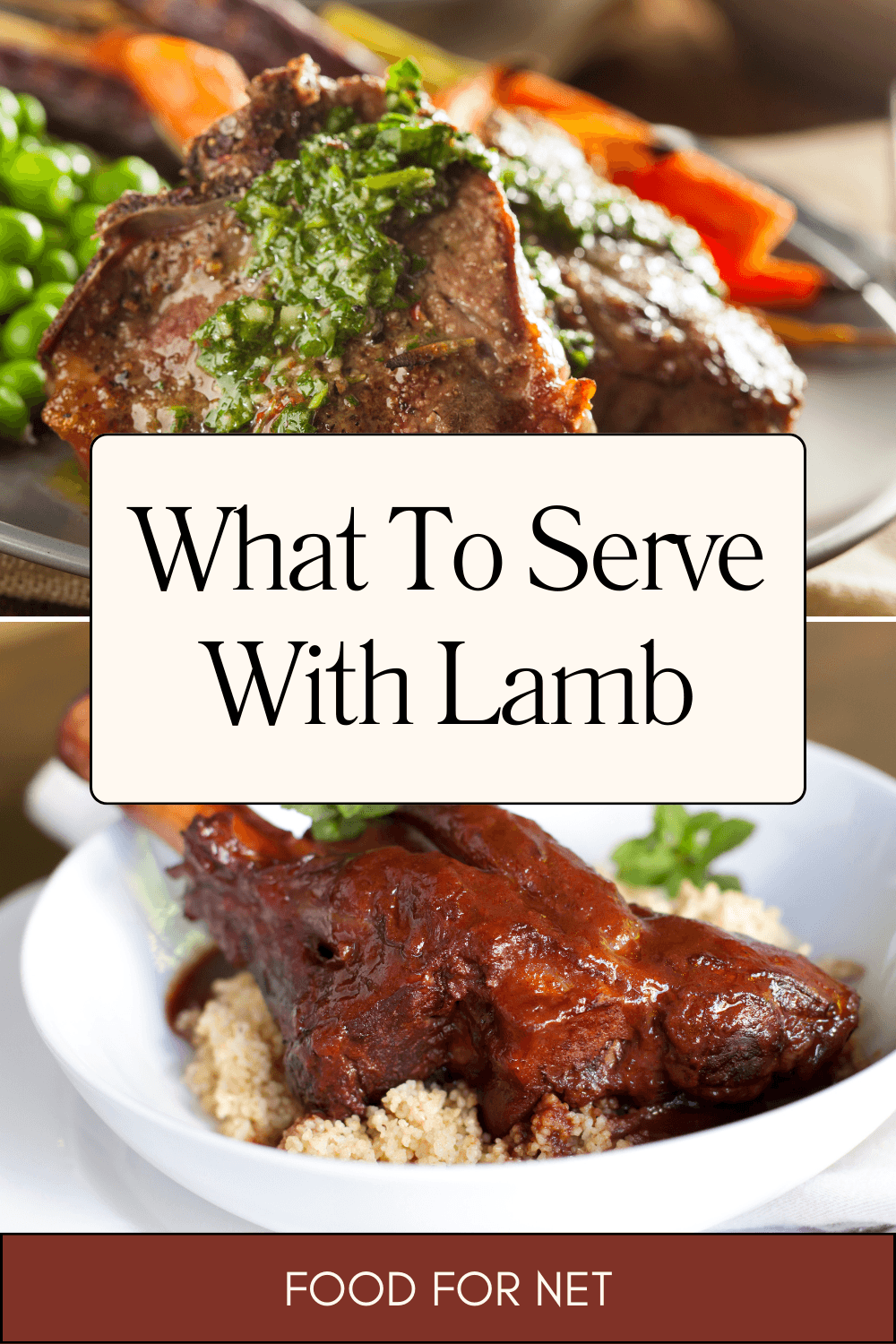 Two examples of what to serve with lamb, including mint sauce and rice