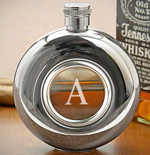 Whiskey Window Hip Flask | Food For Net Stainless steel round flask with a whiskey window