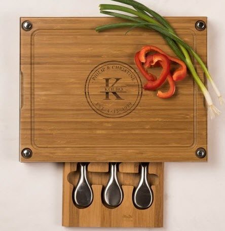 Wood-And-Glass-Cutting-Board-With-Cheese-Tools | Food For Net Wooden cutting board with a glass top and cheese tools