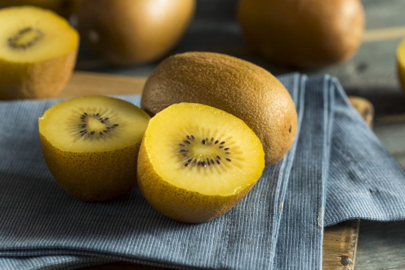 Golden kiwi on napkins