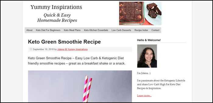 Website screenshot from Yummy Inspirations