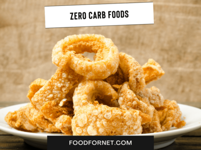 A white plate with crispy pork rinds that act as a zero carb keto snack