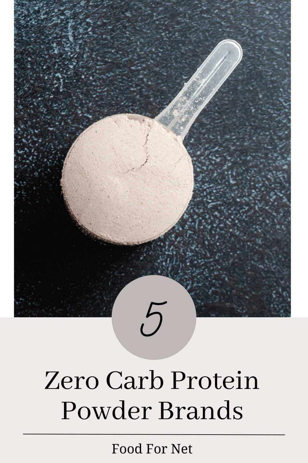 A scoop of zero carb protein powder against a dark background, highlighting the best brands