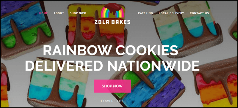 Zola Bakes website screenshot