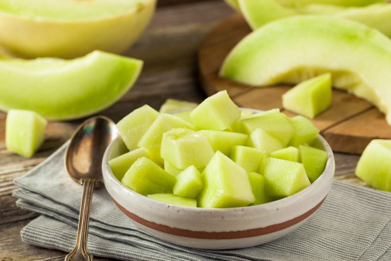 sliced and chopped honeydew melon