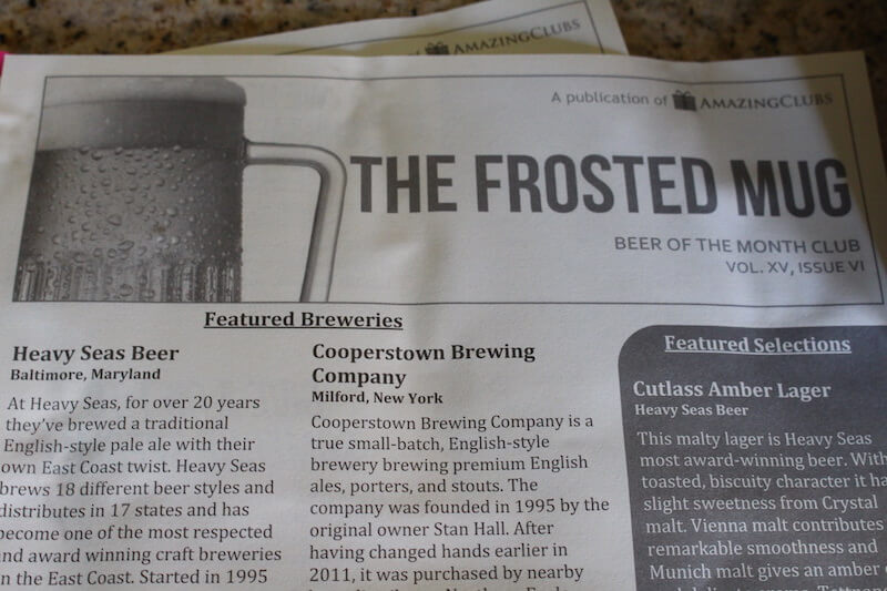 amazing clubs frosted mug newsletter explaining types of beer and featured breweries