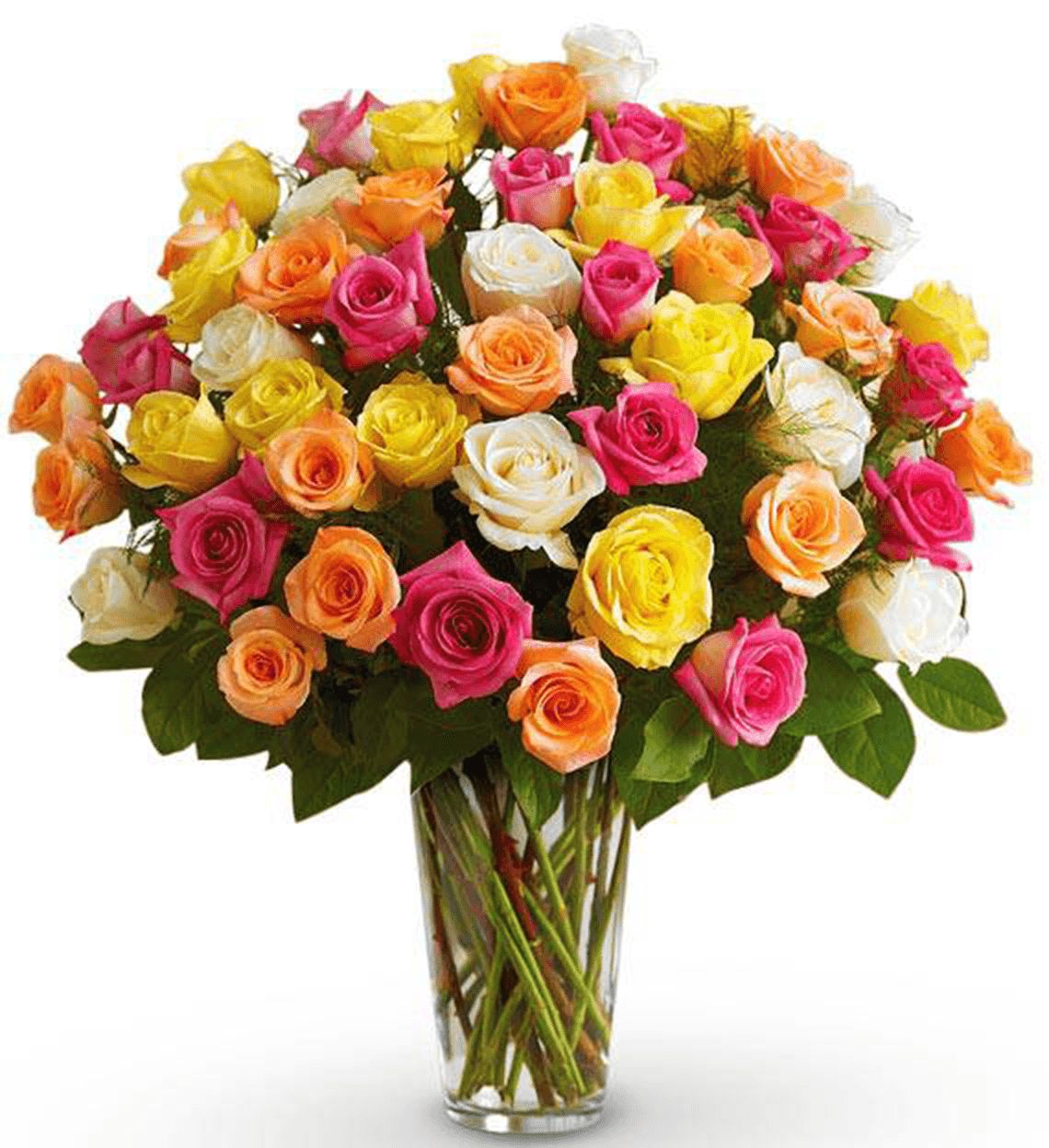 Large bouquet  of various colors of roses 