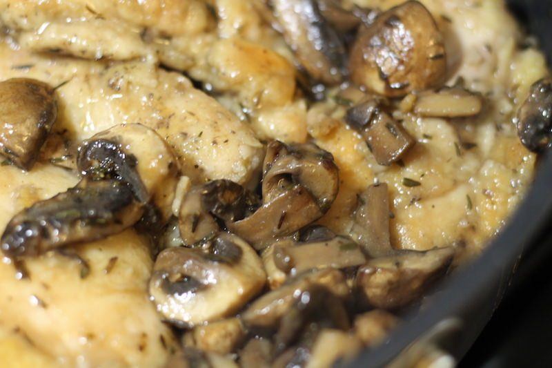 chicken mushrooms cooking together