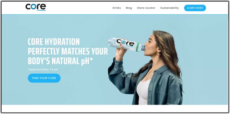 core hydration homepage screenshot