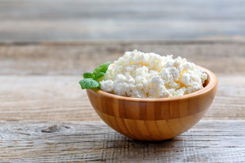 Homemade,Cottage,Cheese,In,A,Bowl,On,Old,Wooden,Table. | Food For Net cottage cheese in a brown bowl on table