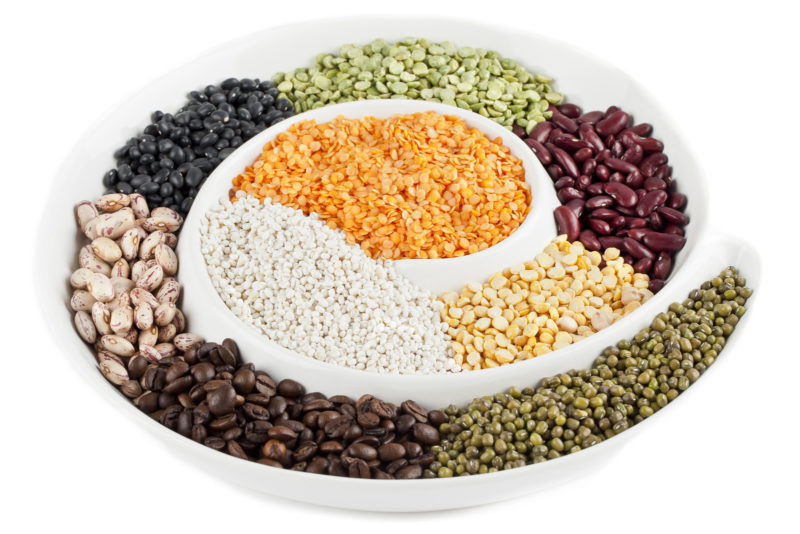 different types of grain on a white plate