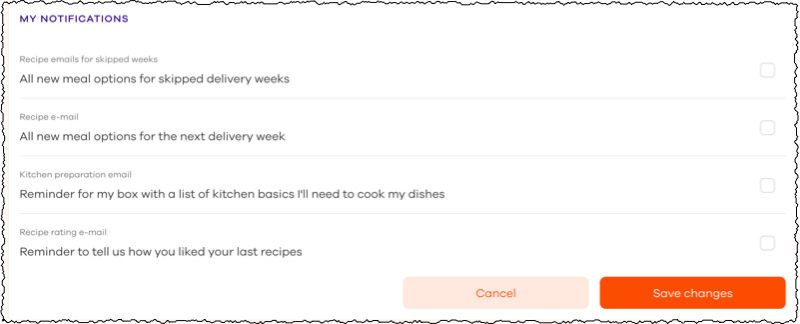 unsubscribe from dinnerly emails