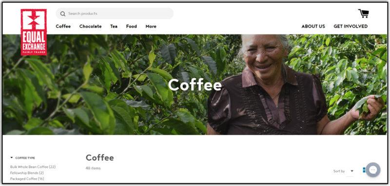 equal exchange coffee home page screenshot 