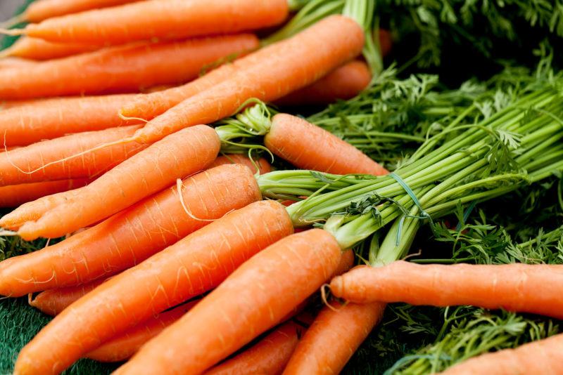 closeup shot of carrots with their stems still attached