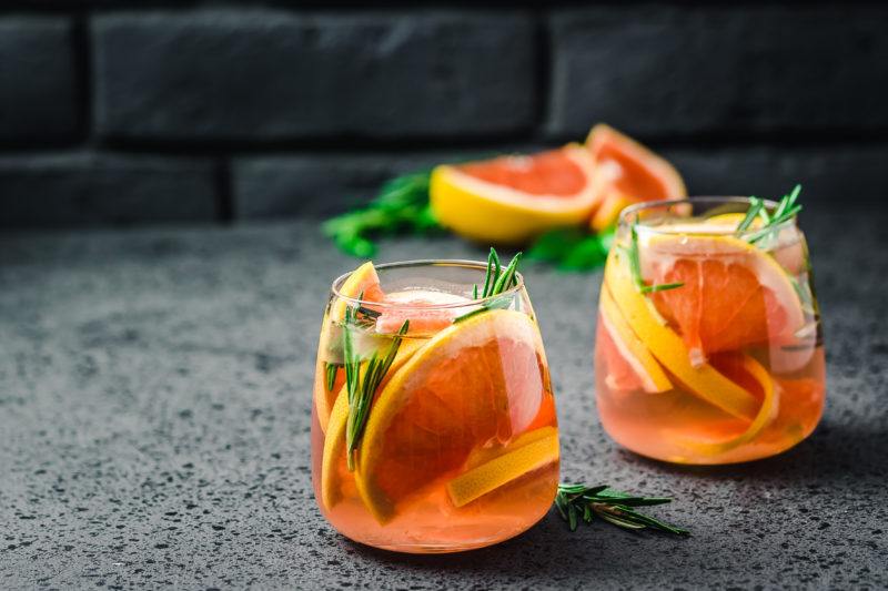 grapefruit cocktail in short glass