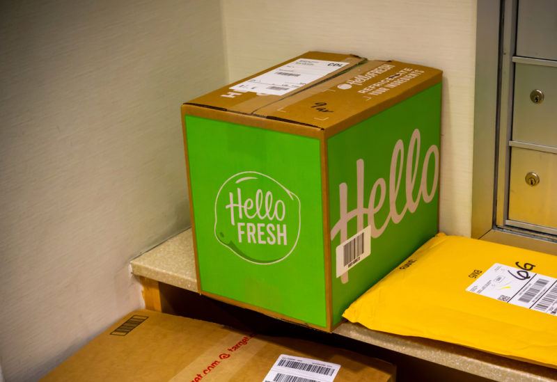 hello fresh meal kit delivered to doorstep with other packages and mail