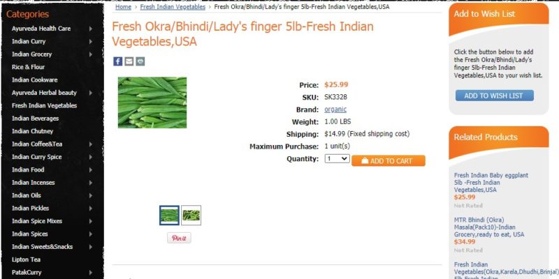 indian online grocery okra page