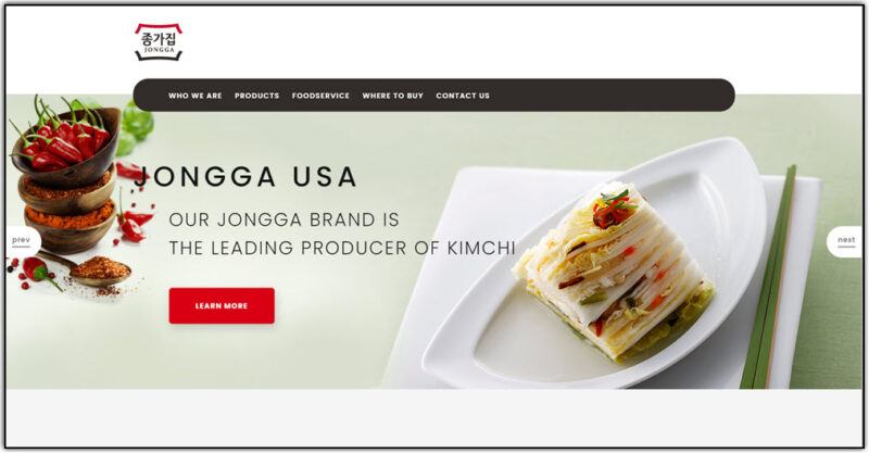 jongga usa home page screenshot