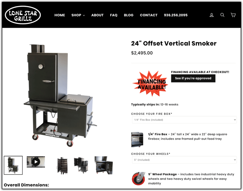 lone star grillz 24 Offset Vertical Smoker