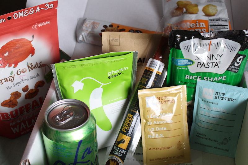 ecclectic mix of ketogenic snack items contained in my keto snackbox subscription box