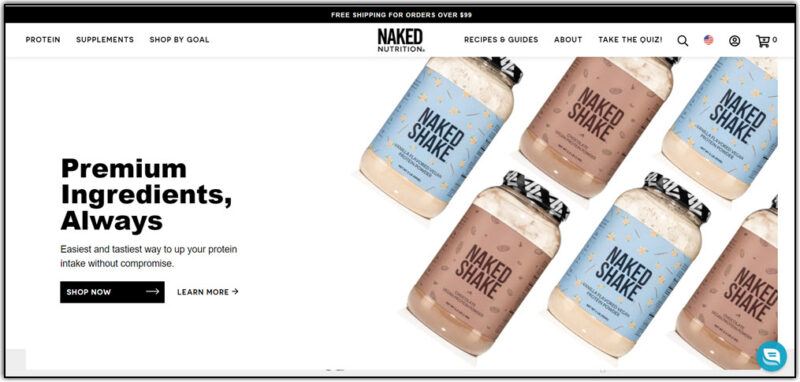 naked nutrition homepage screenshot 