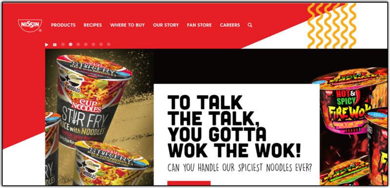 nissin ramen home page screenshot 